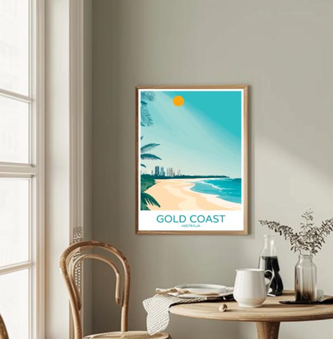 Gold Coast Australia Sunny Beach Skyline Vintage Travel Poster - Image 2