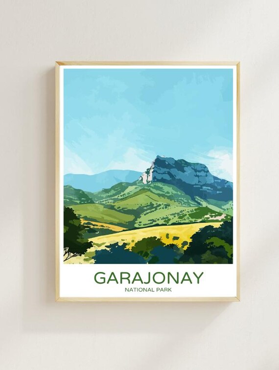 Garajonay National Park Mountain Landscape Travel Poster Art