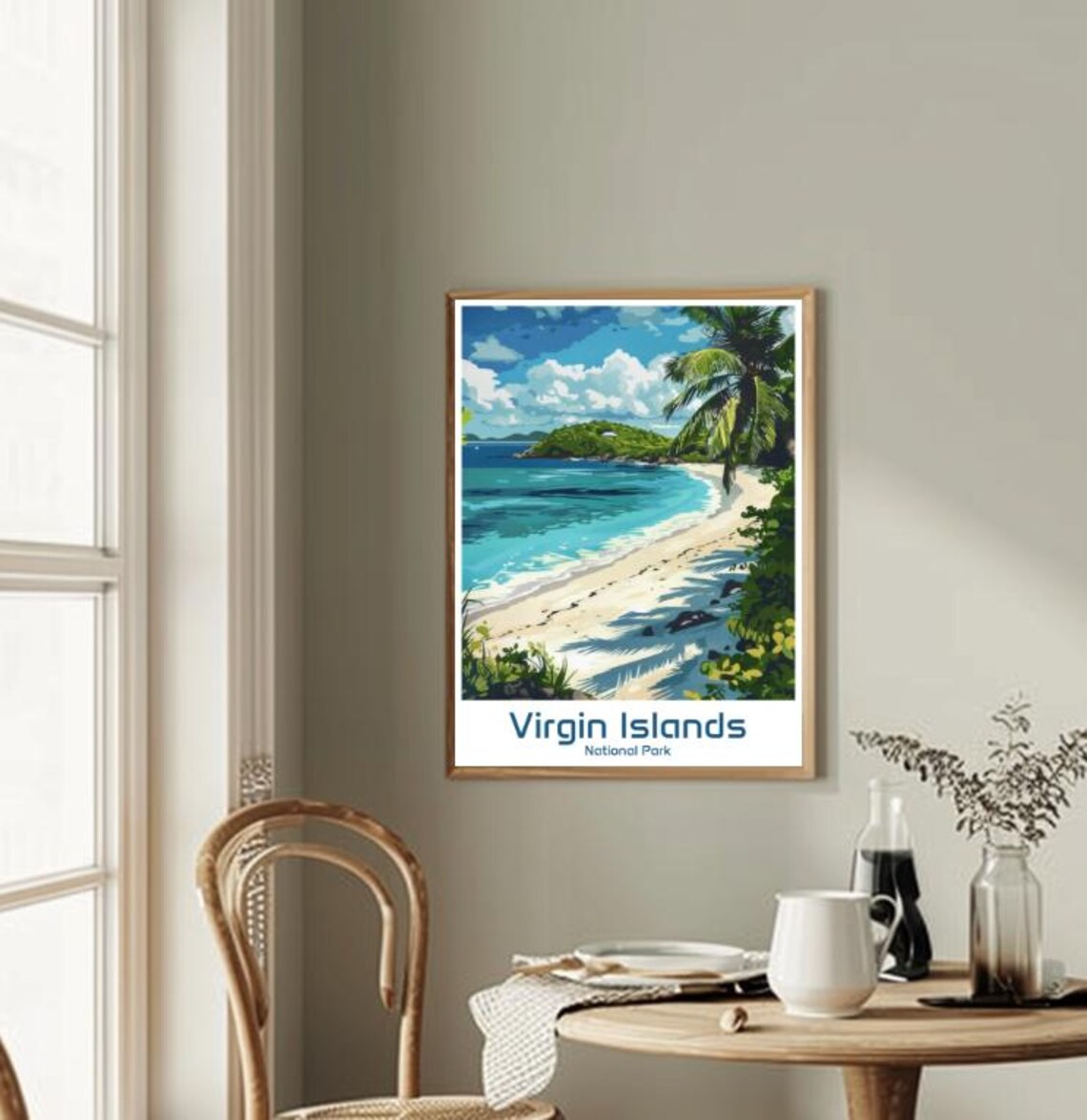Virgin Islands National Park Poster Tropical Beach Palm Paradise Scene - Image 2