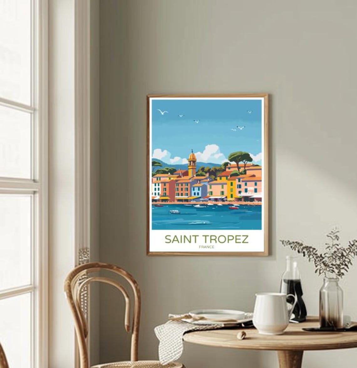 Saint Tropez Travel Poster Stylish Wall Art Of Cte Dazurs Vibrant Coastline Luxury Yachts Mediterranean Charm France Travel Print - Image 2