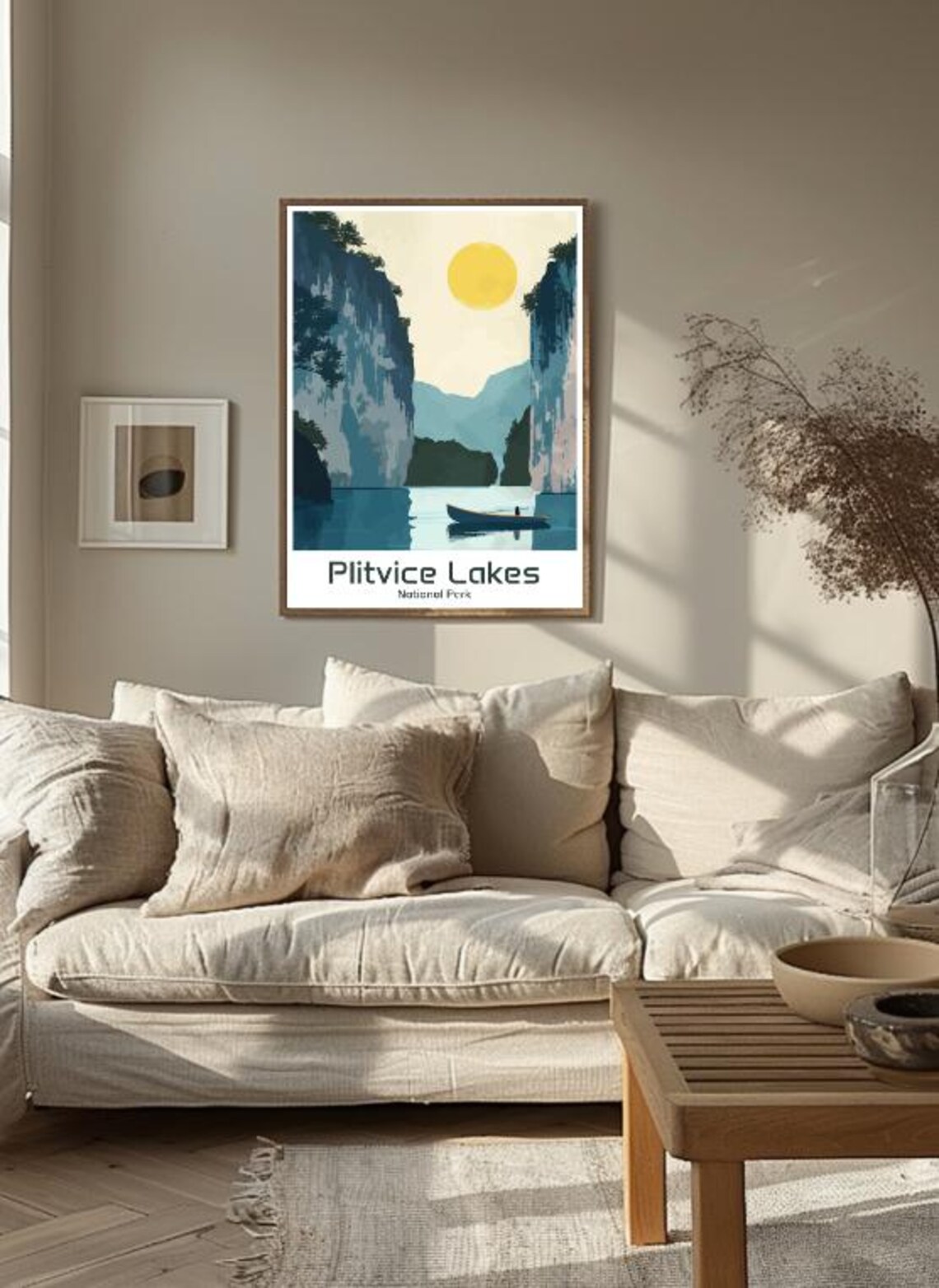 Plitvice Lakes National Park Canyon Rowboat Sun Vintage Poster - Image 3