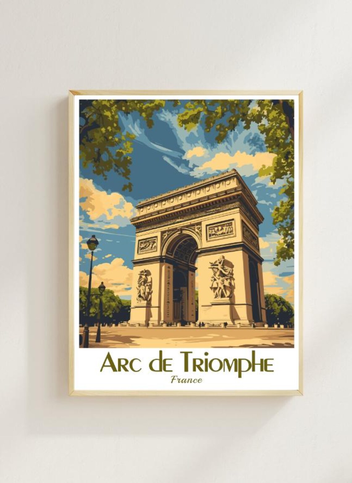 Arc de Triomphe Paris France Grand Monument Vintage Travel Poster