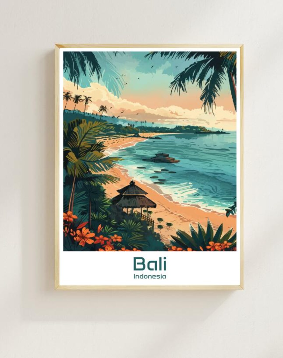 Bali Tropical Beach Hut Palms Tropical Island Decor Art Print