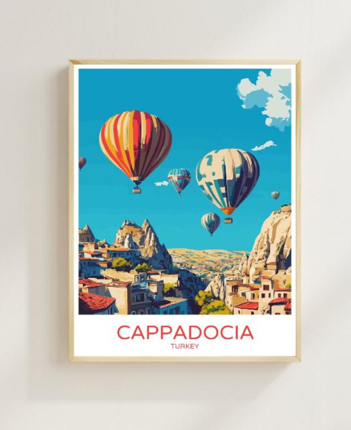 Cappadocia Turkey Hot Air Balloons Fairy Chimneys Travel Poster