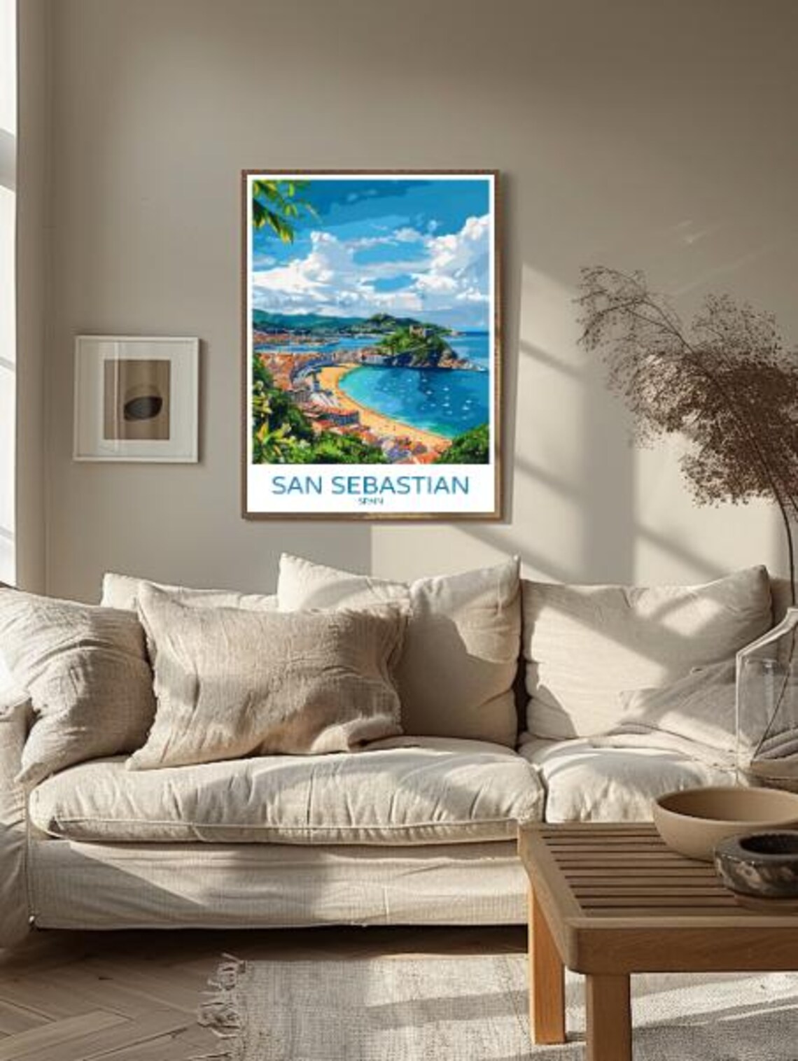 San Sebastian Spain Travel Poster Coastal Bay and Old Town Panorama - Image 2