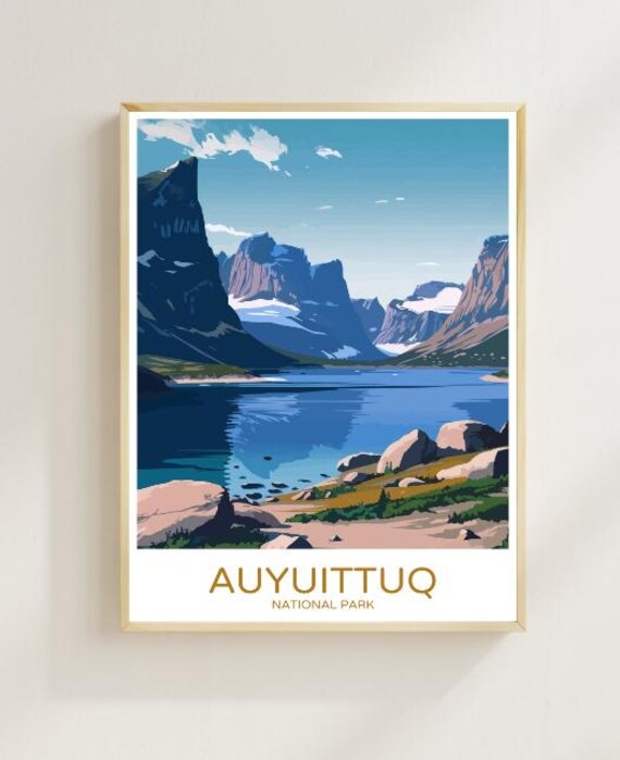 Auyuittuq National Park Glacial Valley Blue Lake Dramatic Travel Poster