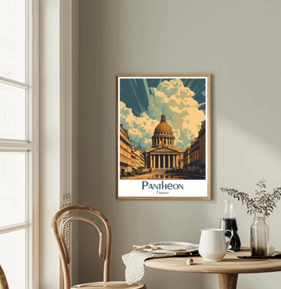 Pantheon Paris France Dome Latin Quarter Vintage Travel Poster - Image 2