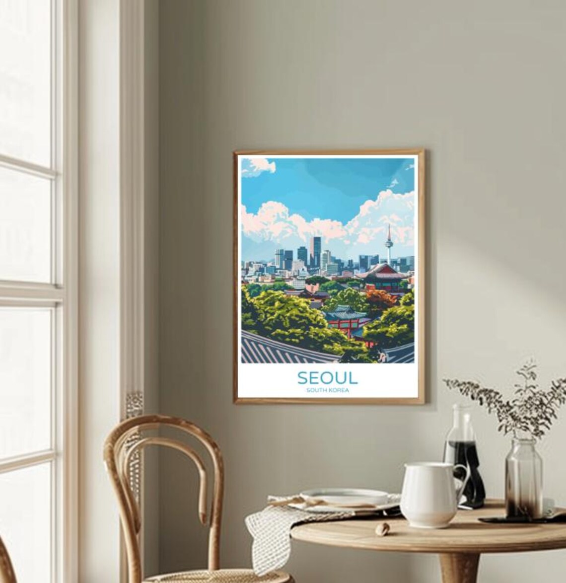 Seoul South Korea Modern Cityscape Skyline Vintage Travel Poster - Image 2