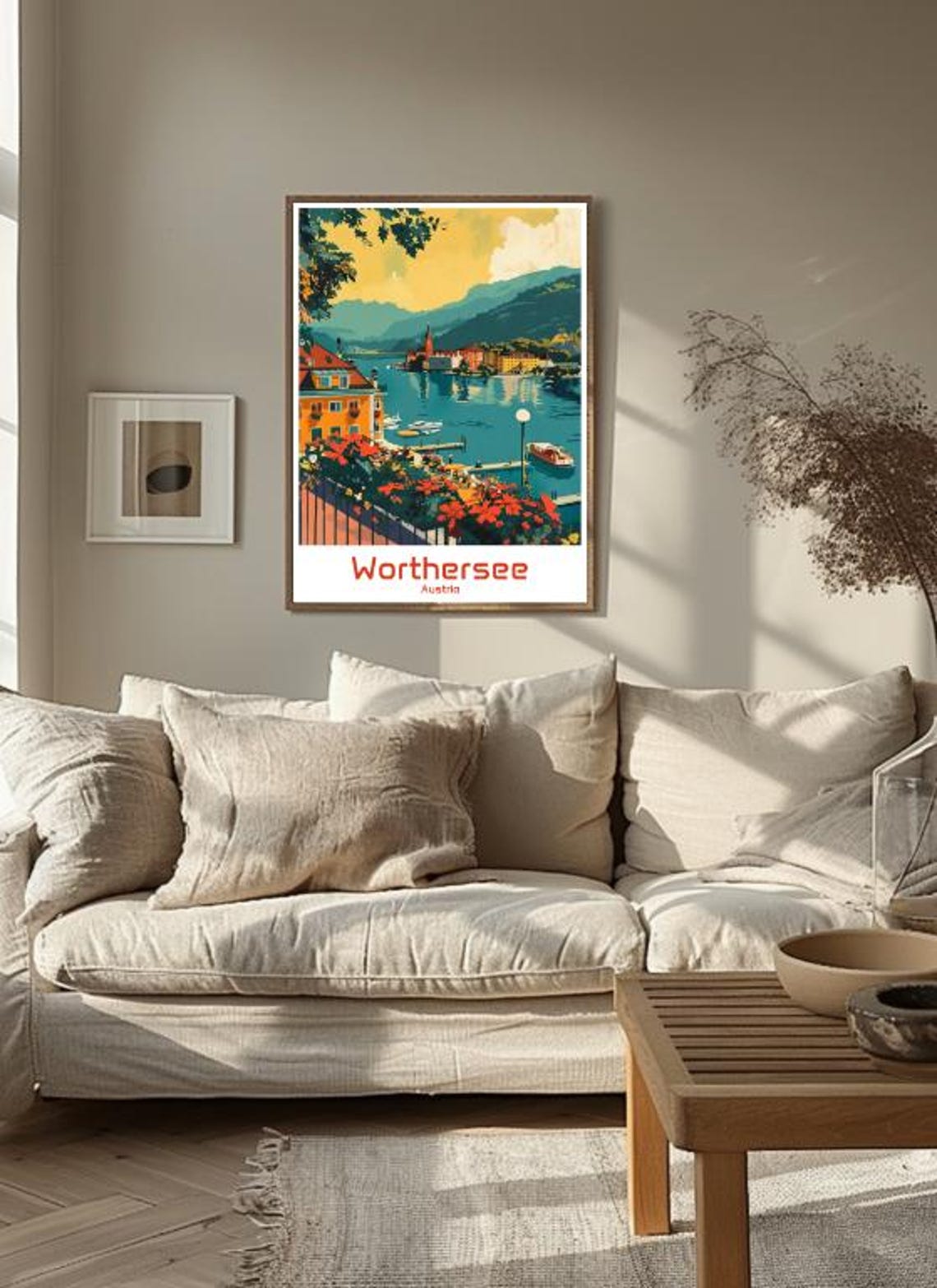 Worthersee Austria Lakeside Flowers Boats Alpine Travel Poster - Image 3