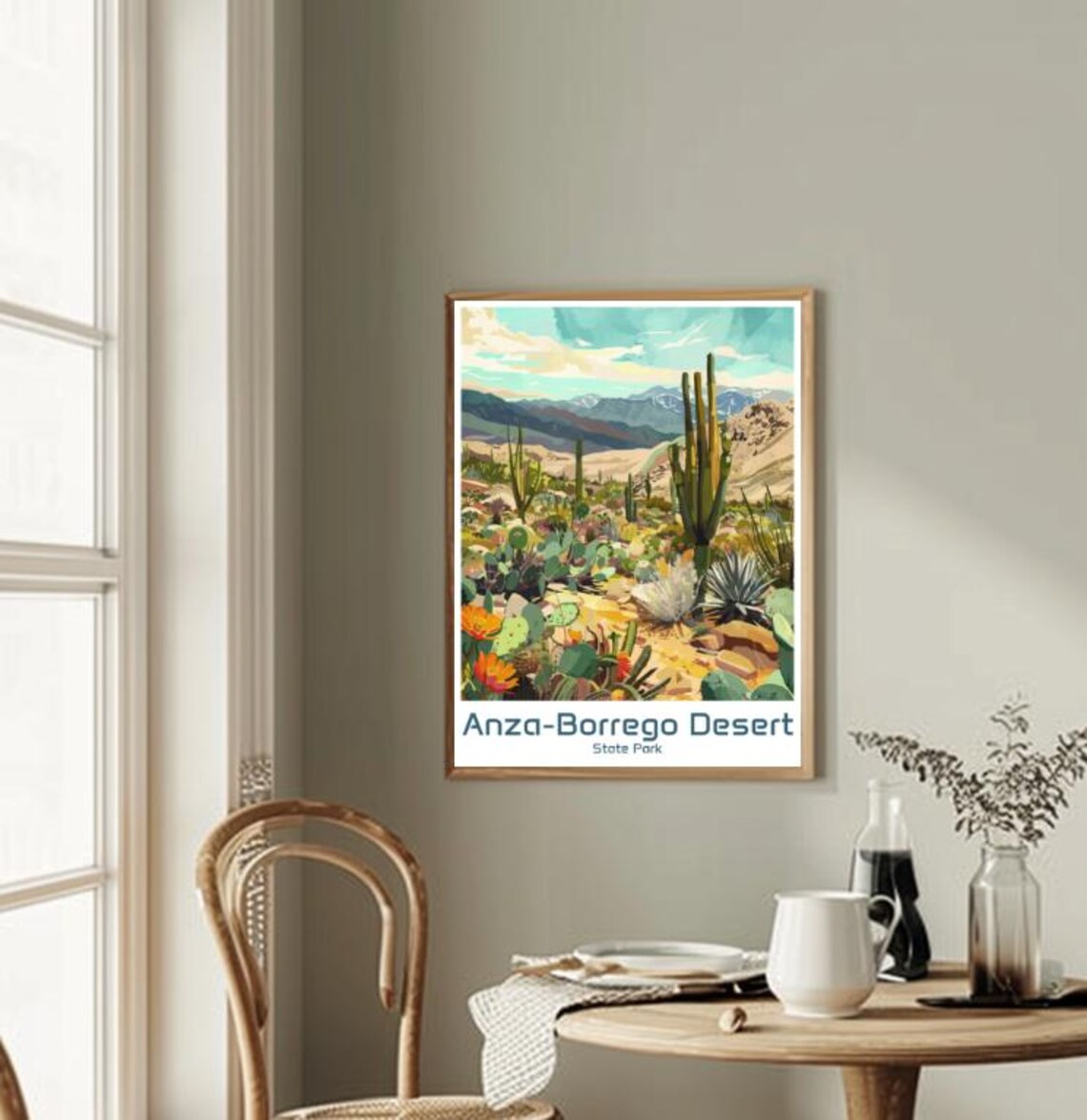 Anza Borrego Desert State Park Travel Poster Cactus Wildflower Scene Art - Image 2