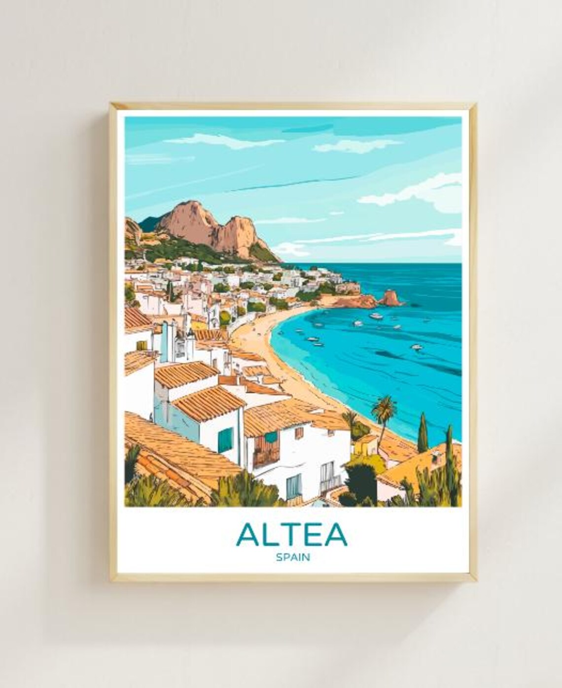 Altea Spain Mediterranean Coastal Village Turquoise Sea Poster