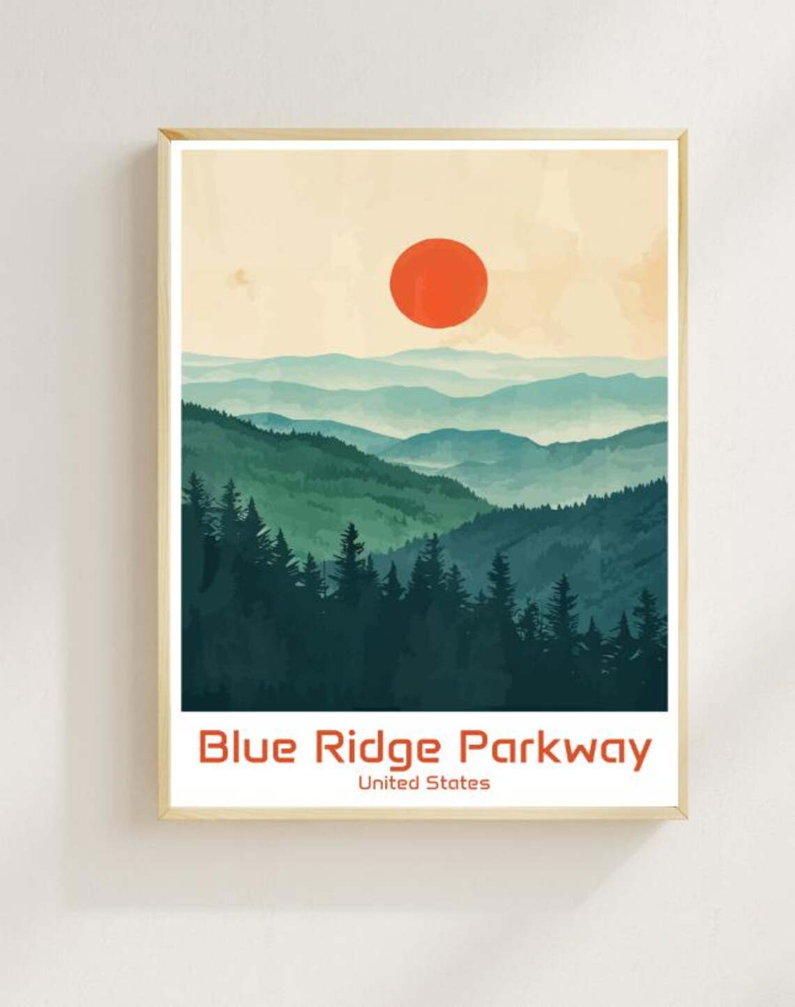 Blue Ridge Parkway United States Mountain Layers Travel Poster