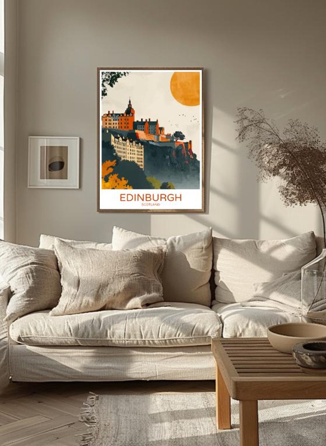 Edinburgh Scotland Golden Sunset Castle Rock Skyline Travel Poster - Image 3