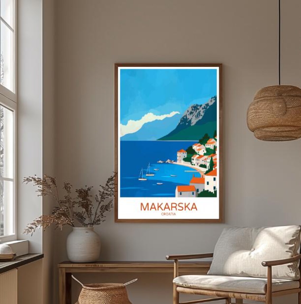 Makarska Croatia Dalmatian Coast Sailboats Seaside Travel Poster - Image 3