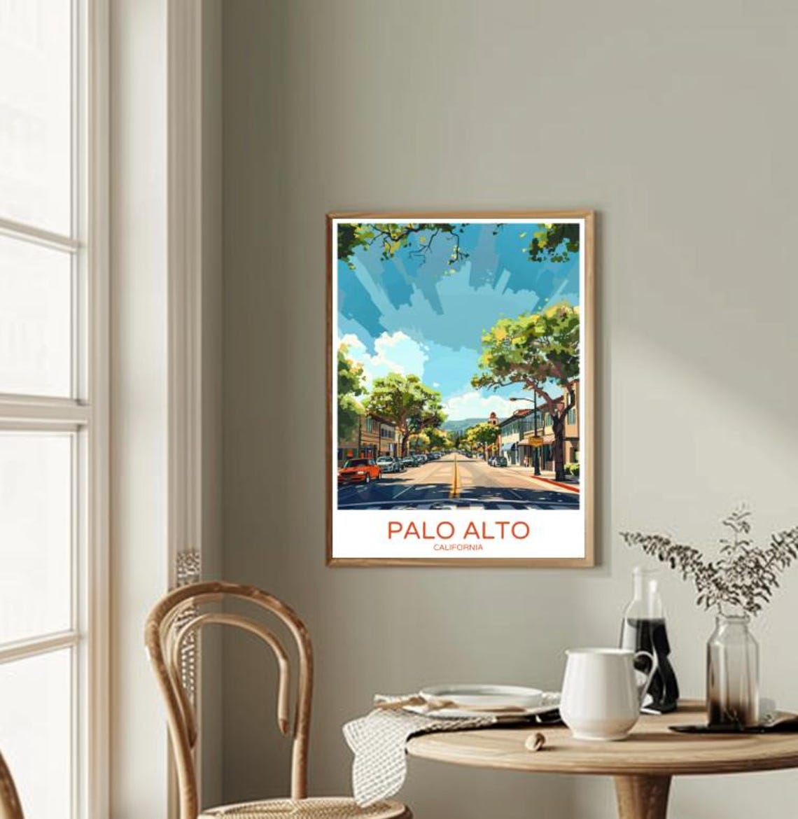 Palo Alto Travel Poster Vibrant Cityscape Wall Art Of Innovation Nature California Travel Print Home Decor Artwork Gift - Image 2