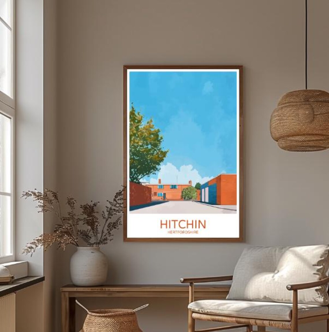 Hitchin Hertfordshire Quiet English Town Minimalist Travel Poster - Image 3