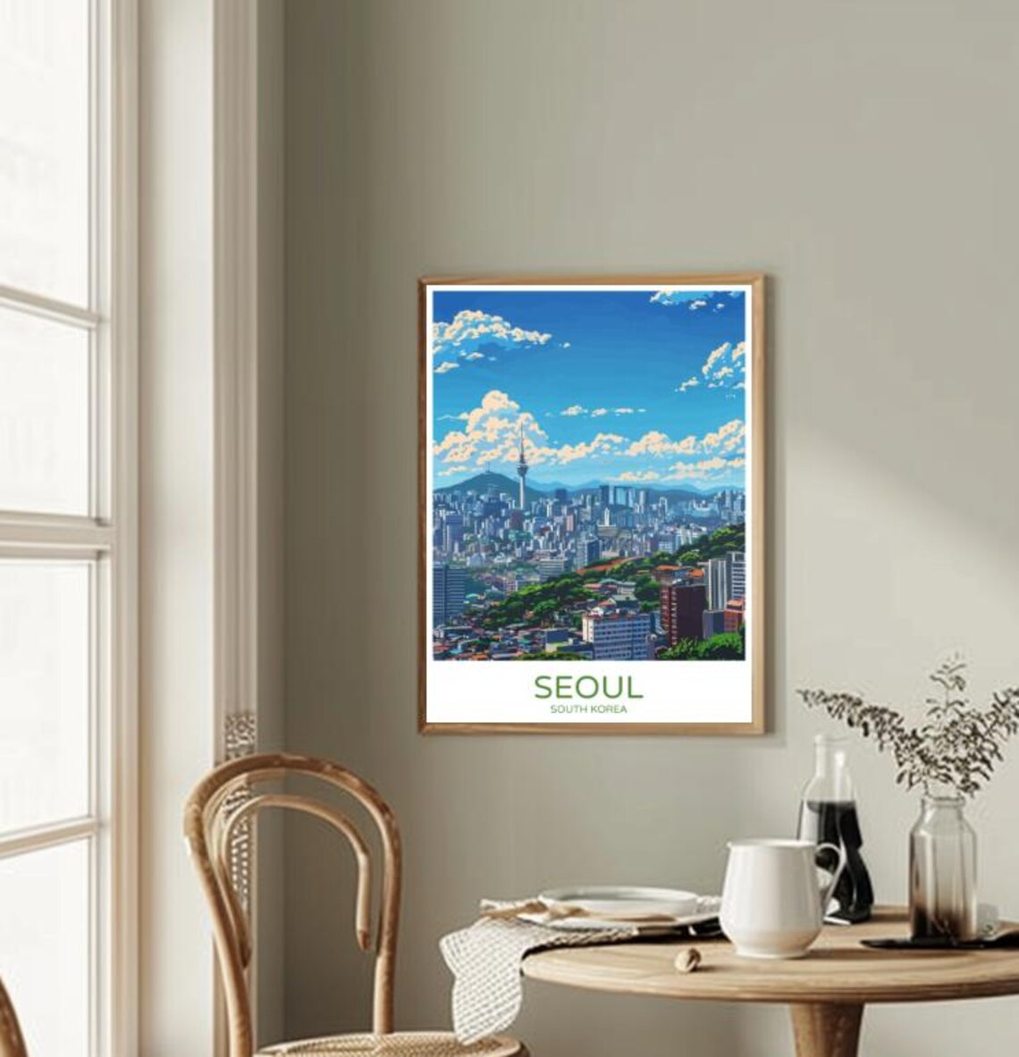 Seoul South Korea City Skyline Namsan Tower Travel Poster Gift Art - Image 2