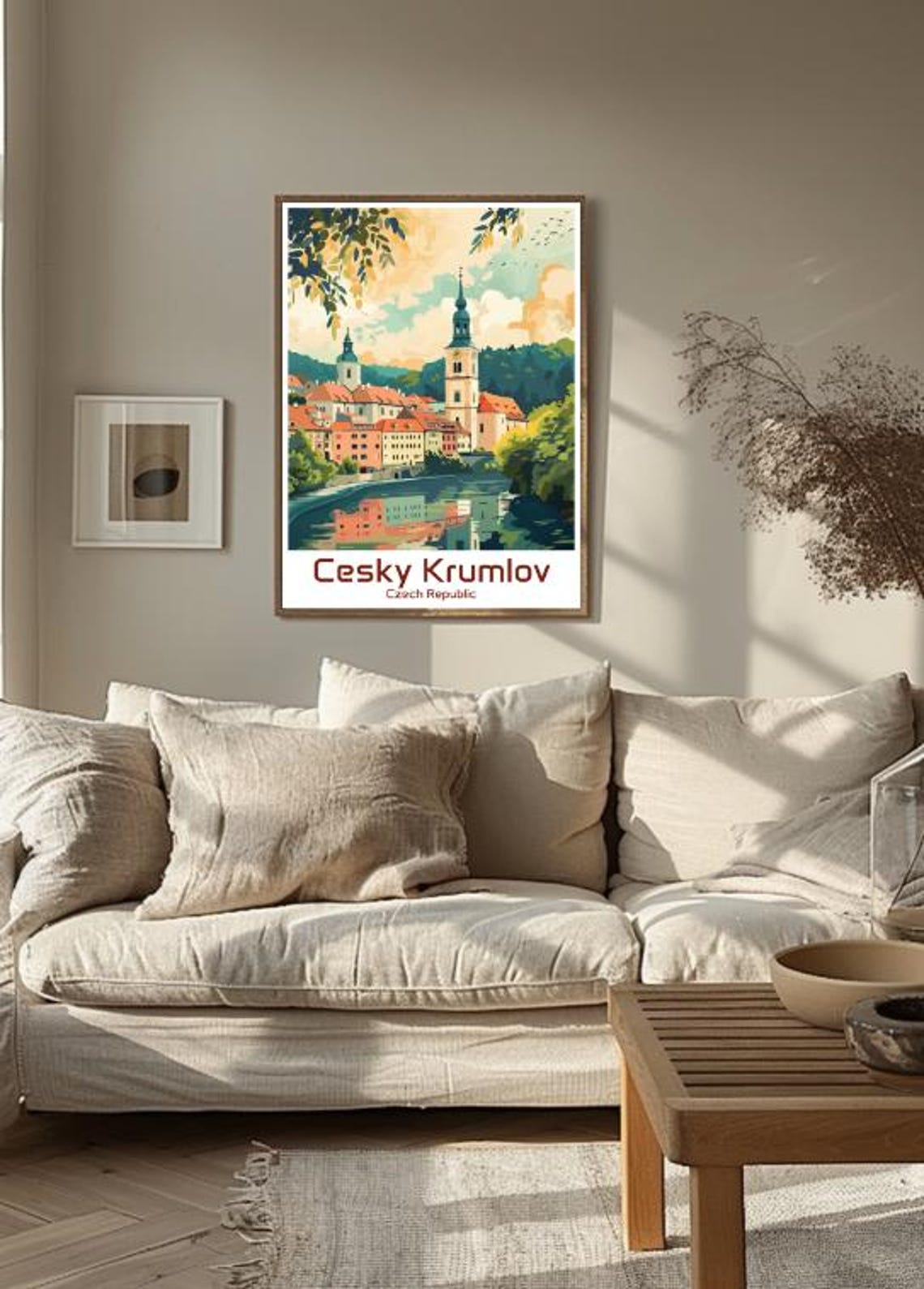 Cesky Krumlov Czech Republic Castle Riverside Illustration Poster - Image 3