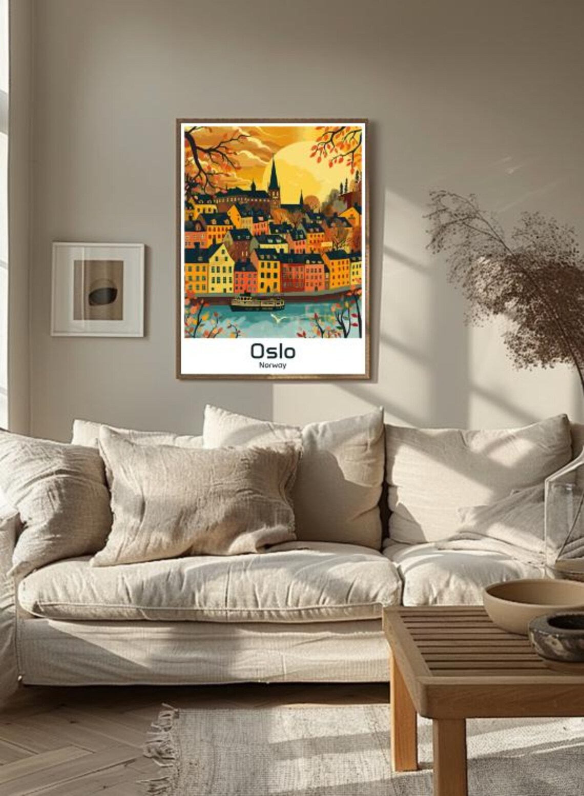 Oslo Norway Autumn Harbor Old Town Illustrated Travel Poster - Image 3