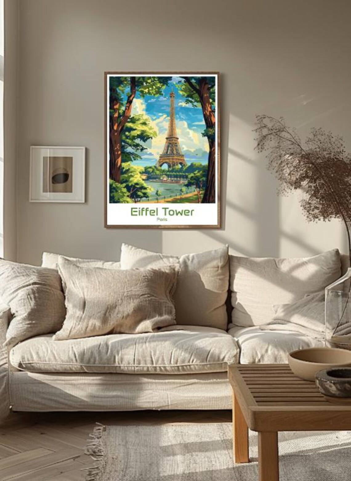 Eiffel Tower Paris France Vintage Travel Poster Cityscape Illustration - Image 3