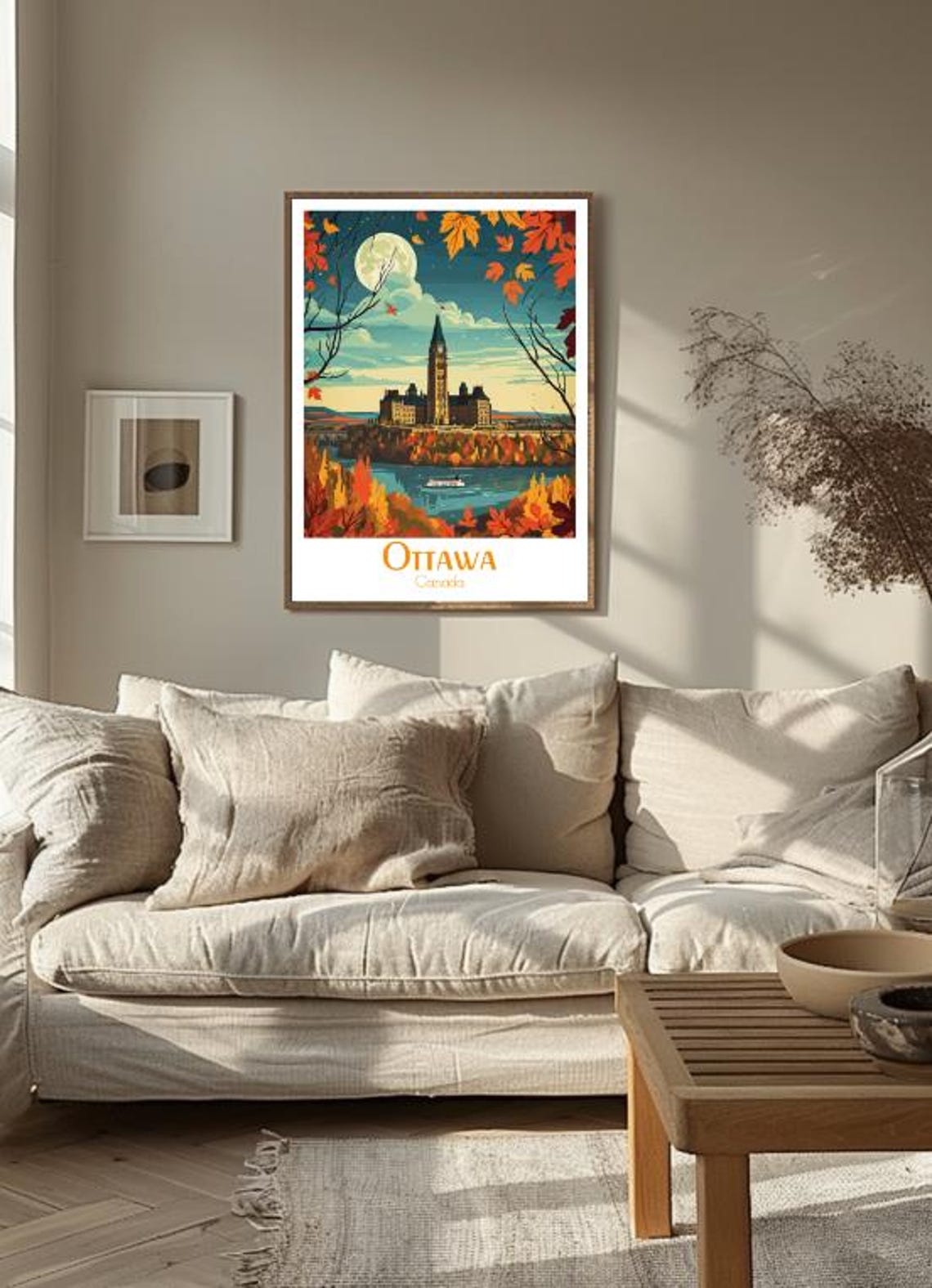Ottawa Parliament Hill in Autumn Under a Full Moonlight Poster - Image 3