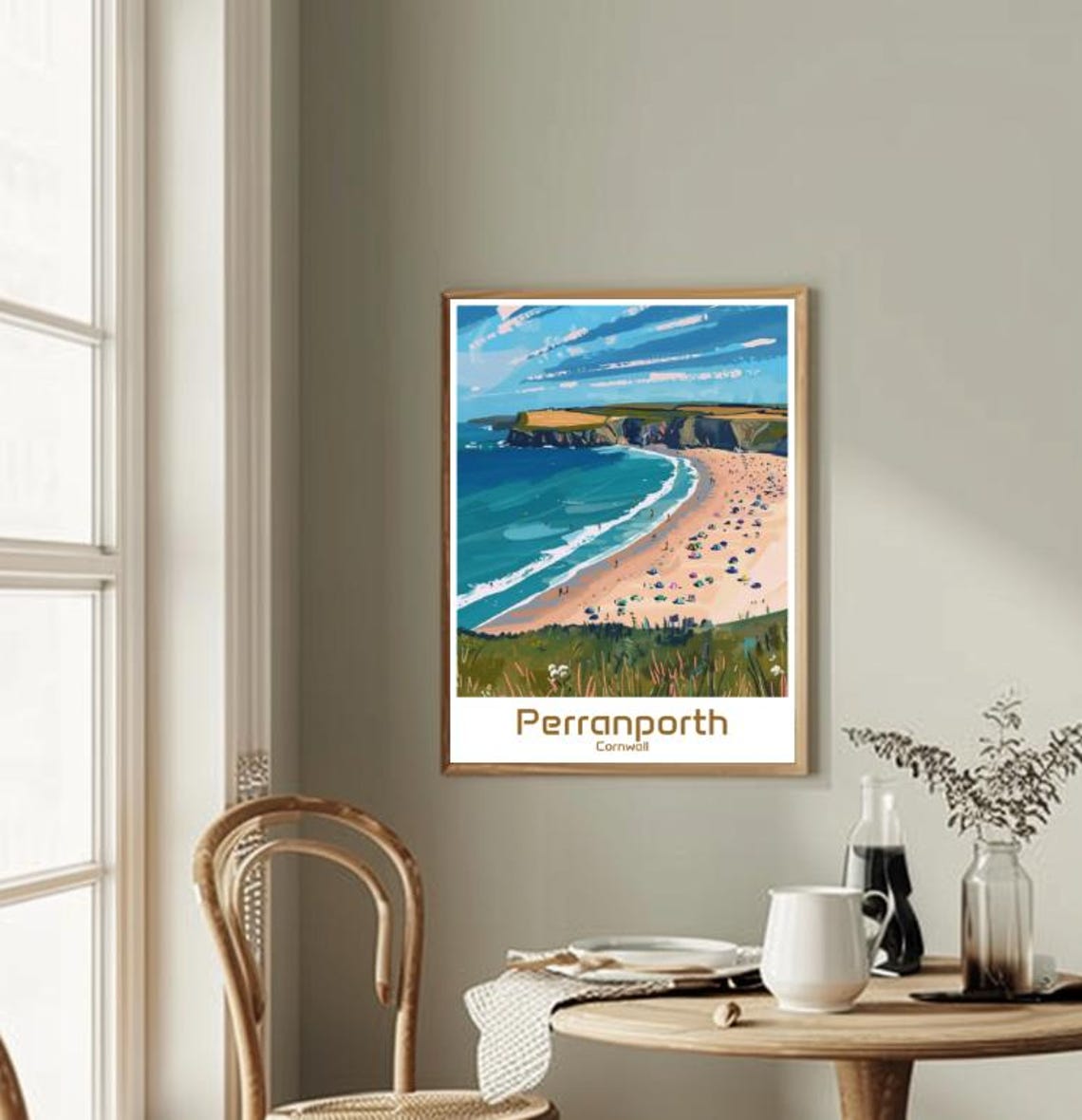 Perranporth Cornwall Golden Beach Cliffs Summer Travel Poster - Image 2