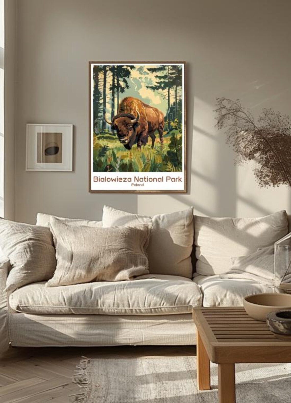 Bialowieza National Park Poland Bison Forest Illustration Poster - Image 3