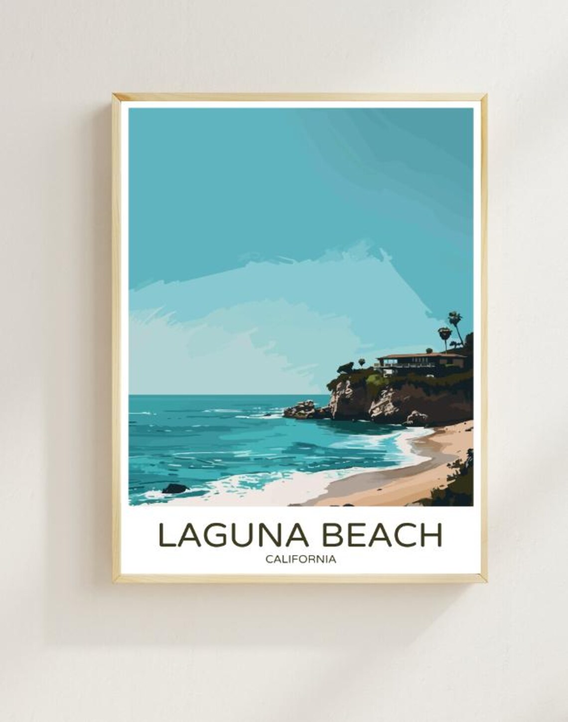 Laguna Beach California Scenic Coastal Vintage Travel Poster