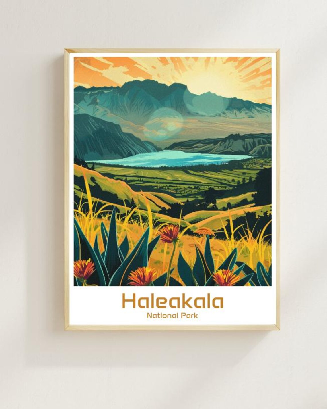 Haleakala National Park Travel Posterhawaii Volcano Wall Art Sunrise Landscape Print Nature Decor Hiking Adventure Usa Travel Gift