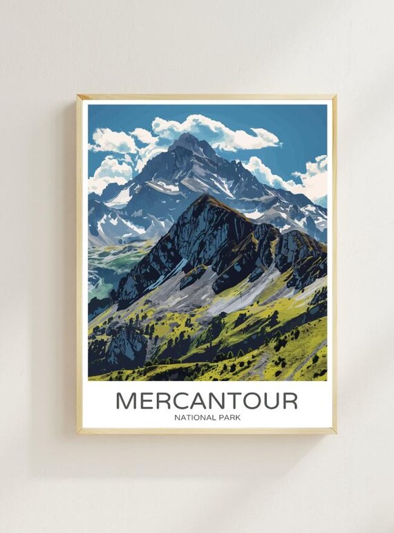 Mercantour National Park Rocky Peaks Green Slopes Travel Poster