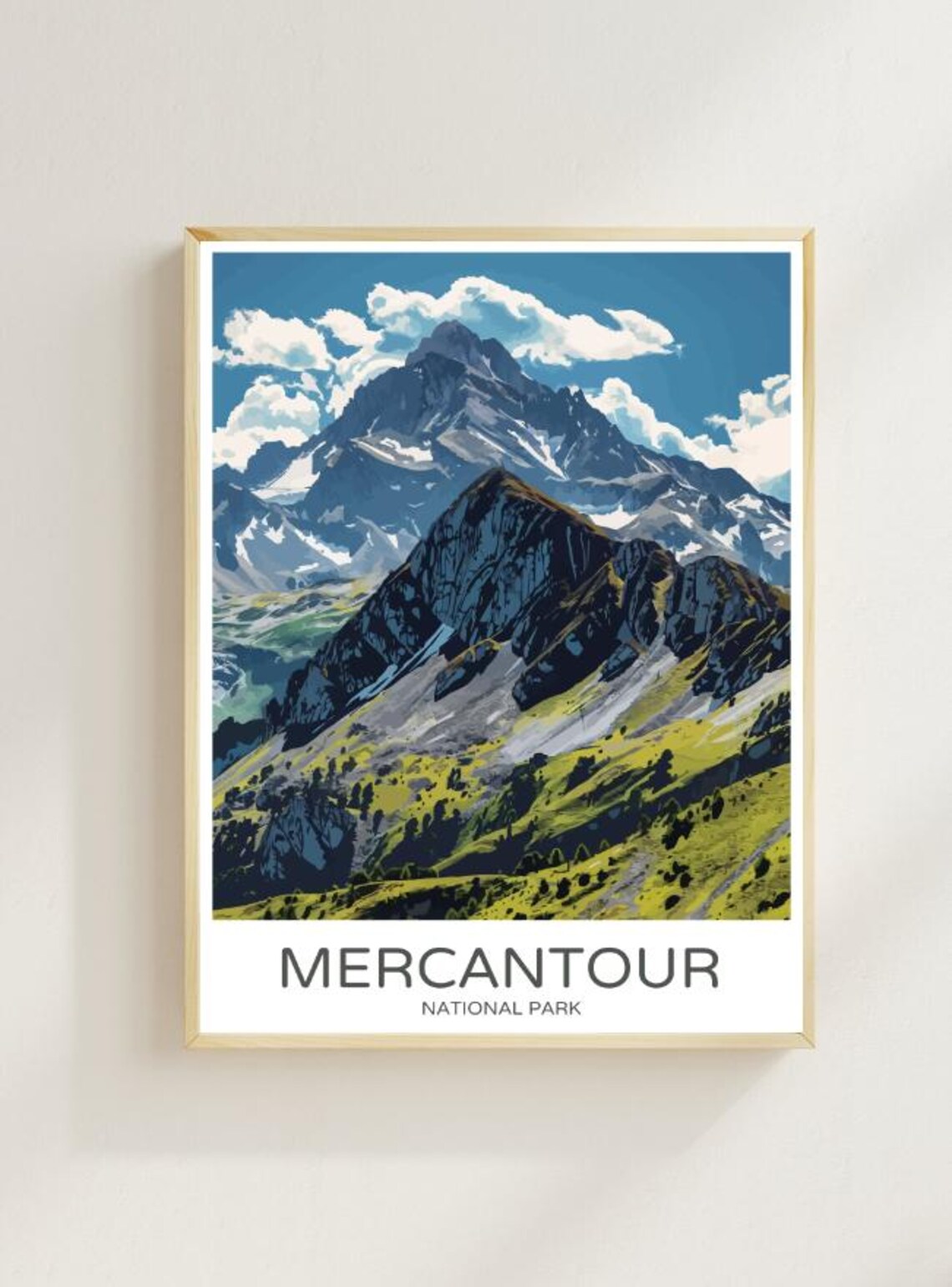 Mercantour National Park Rocky Peaks Green Slopes Travel Poster