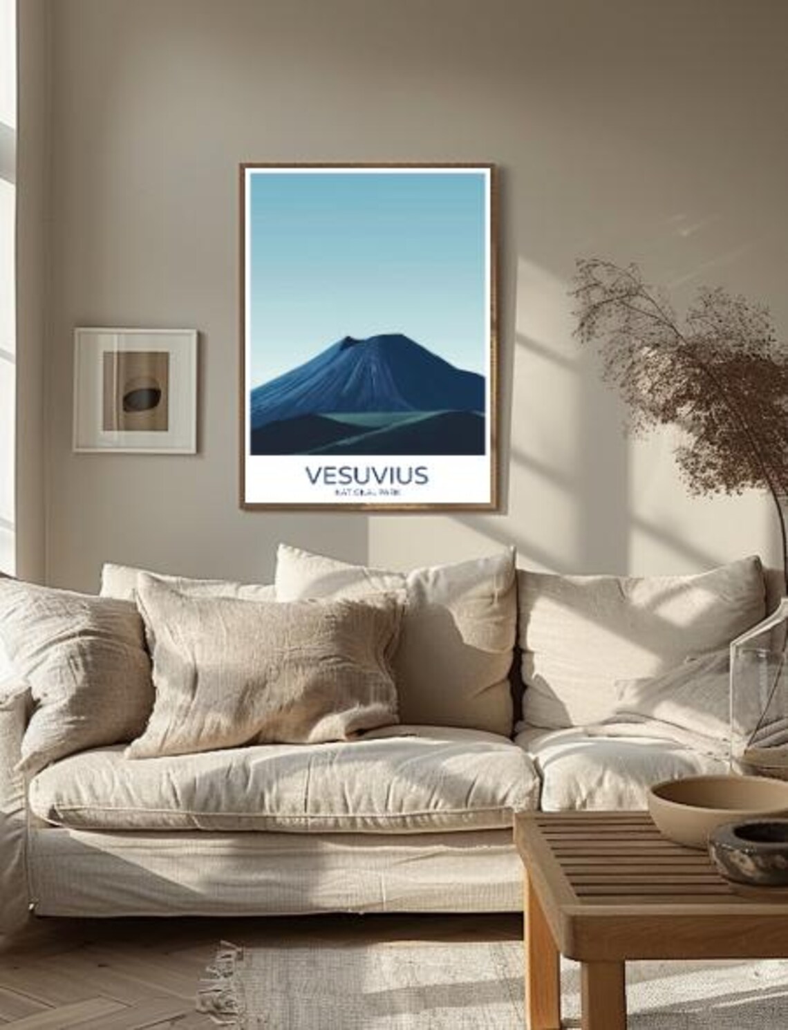 Vesuvius National Park Italy Volcano Minimalist Blue Travel Poster - Image 2
