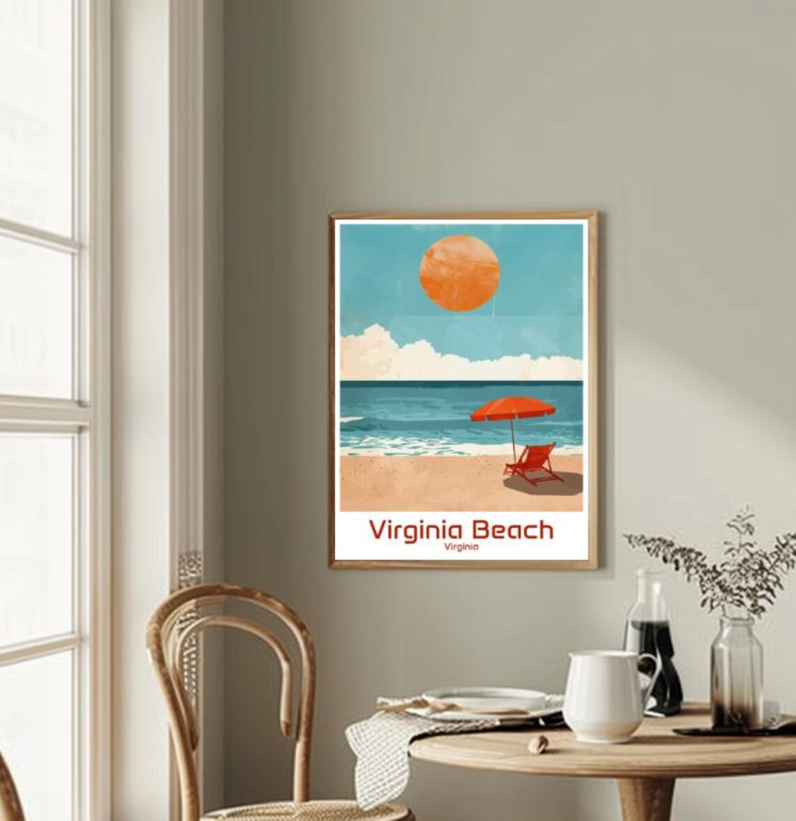 Virginia Beach Virginia Vintage Travel Sunset Umbrella Poster - Image 2