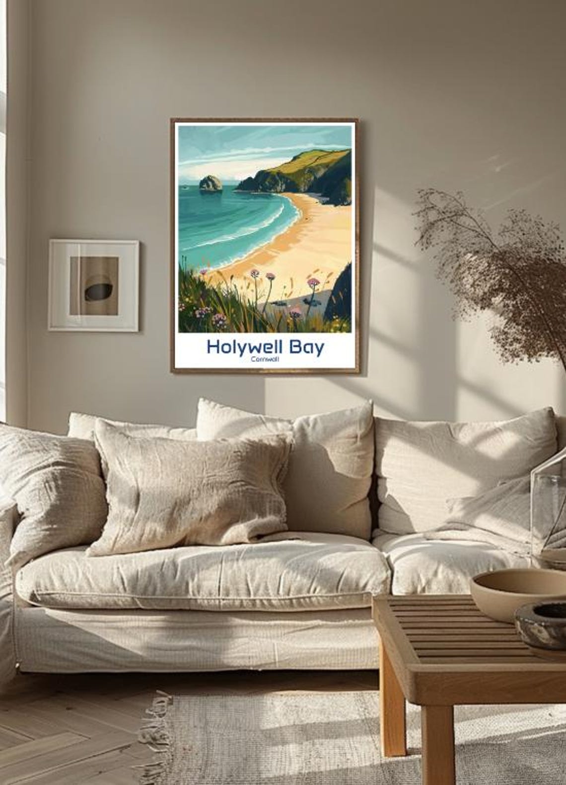 Holywell Bay Cornwall Sea Stacks Beach Wildflower Travel Poster - Image 3