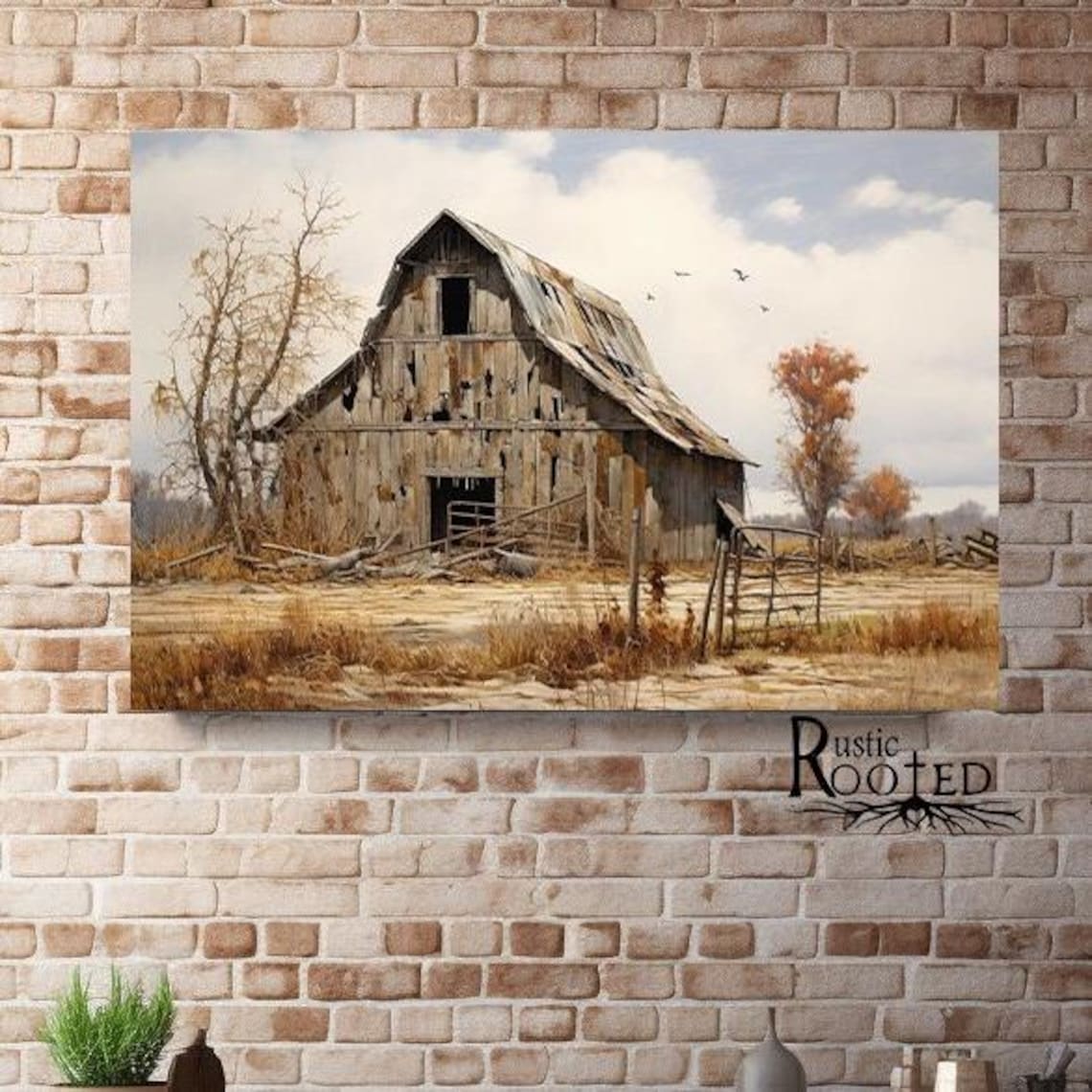 Vintage Barn Country Landscape, Autumn Farm Scene Art Print - Image 4