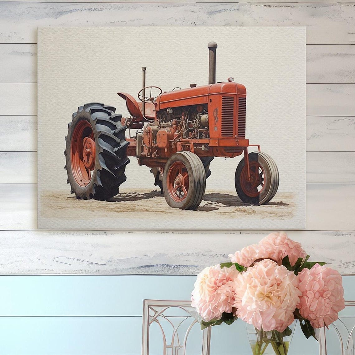 Vintage Red Tractor Classic Farm Machinery Painting Art Poster - Image 3