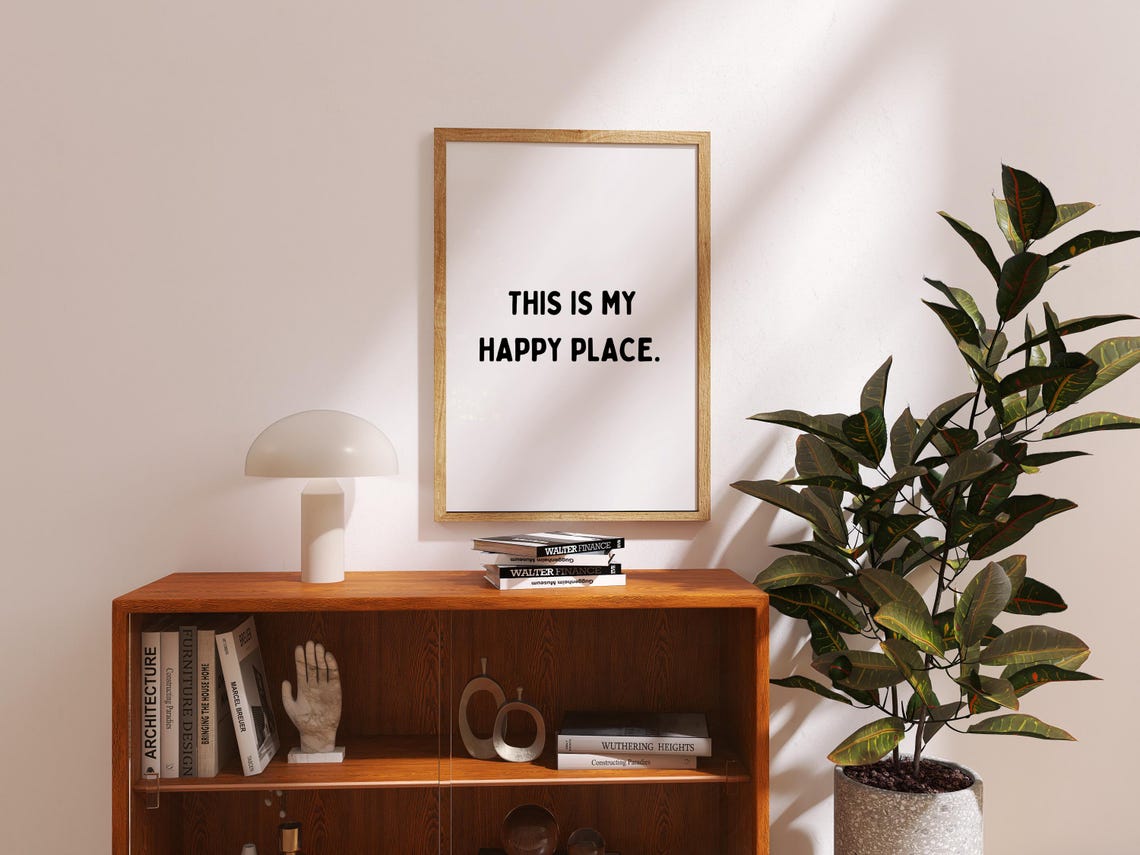 This Is My Happy Place Minimalist Quote Poster Neutral Decor - Image 3