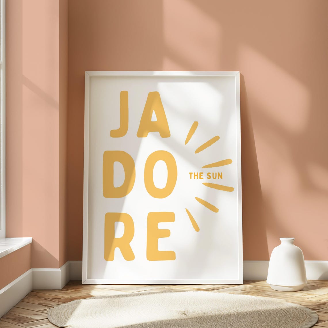 Jadore The Sun Golden Yellow Typography Poster Sun Rays Decor - Image 4