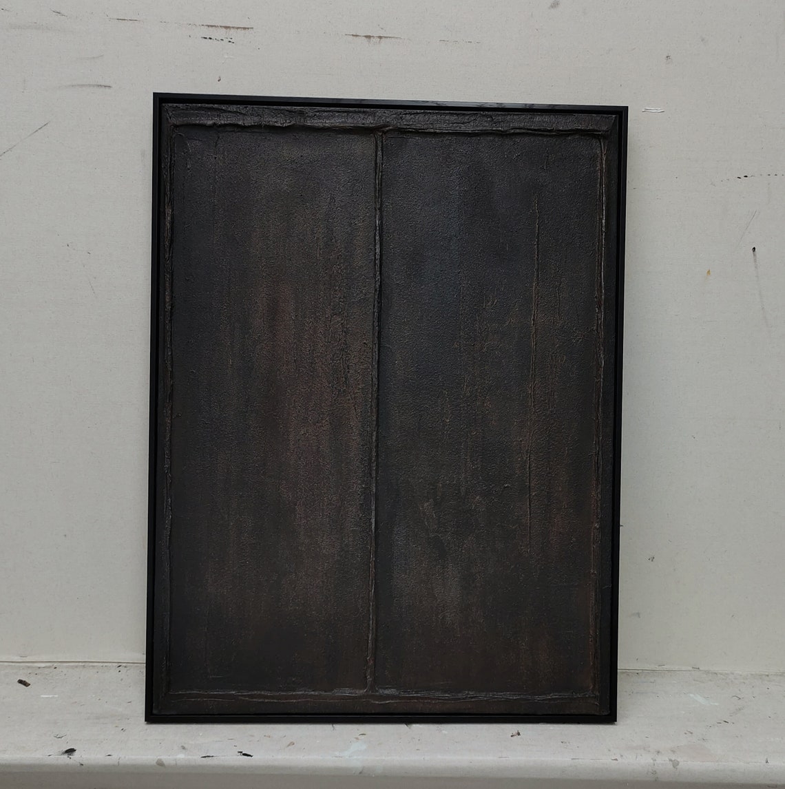 Dramatic Solid Black Two Panel Minimalist Wabi Sabi Art Poster - Image 3