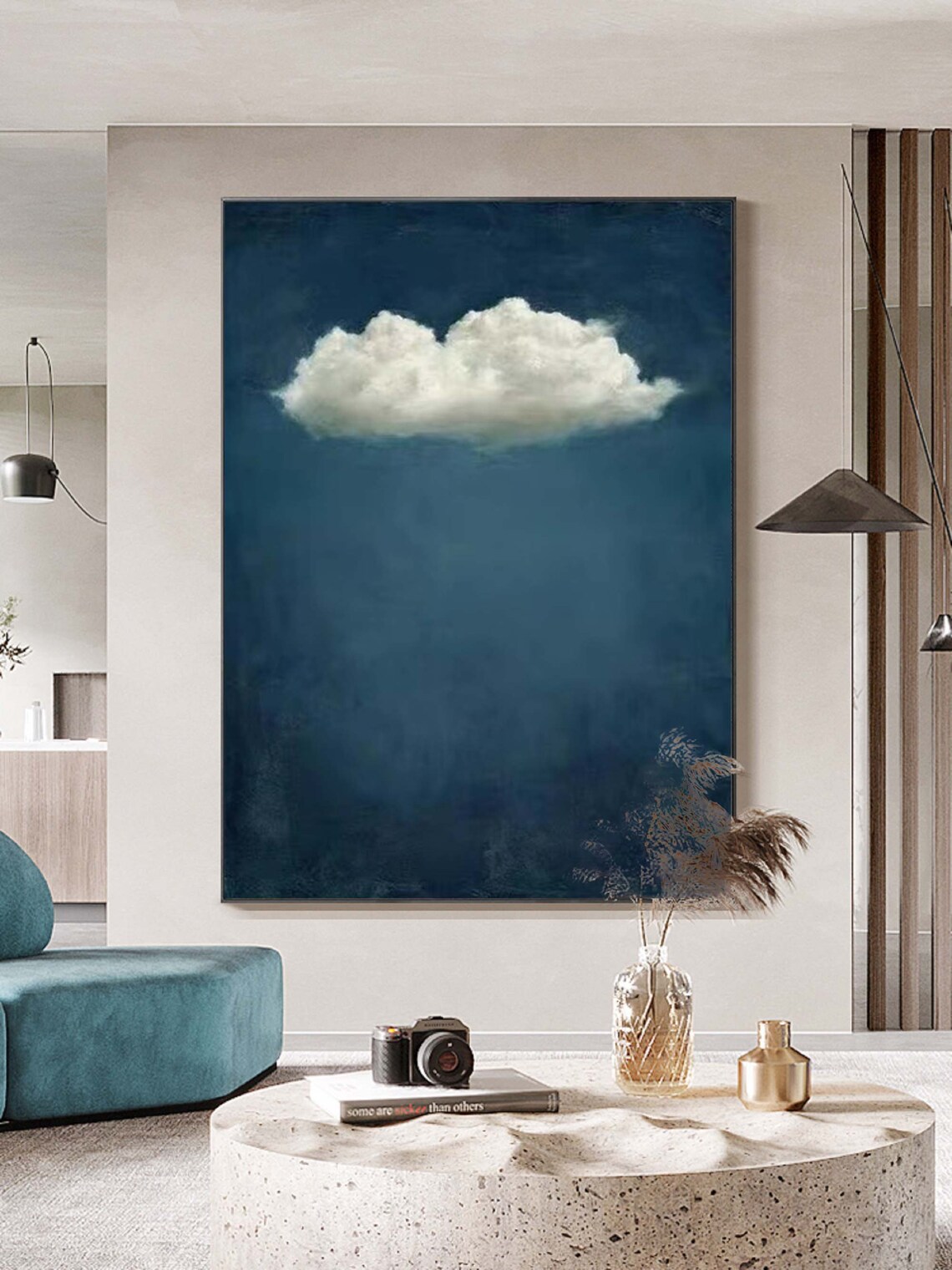 Emerald Blue Cloud Painting, Abstract Wall Art Print - Image 2