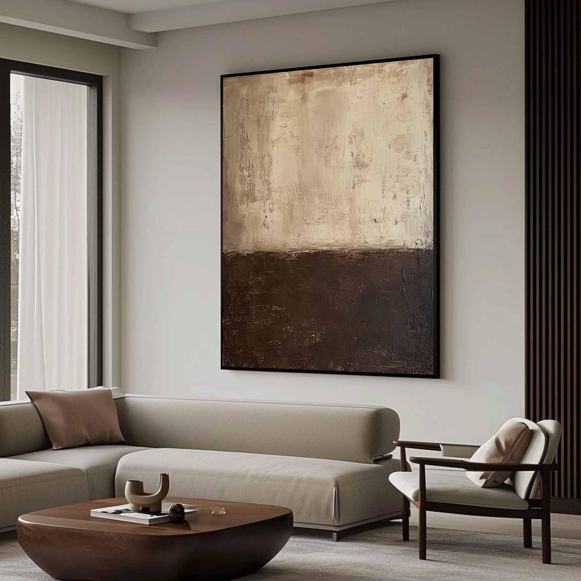 Dark Brown Wabi Sabi Abstract Minimalist Earth Tone Art Poster - Image 2