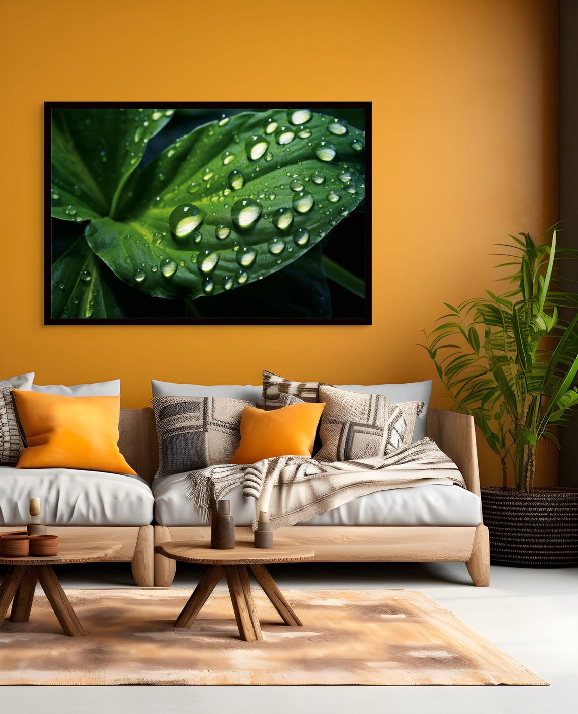 Dewdrop on Green Leaf Macro Photography Poster for Calm Nature Spaces - Image 5