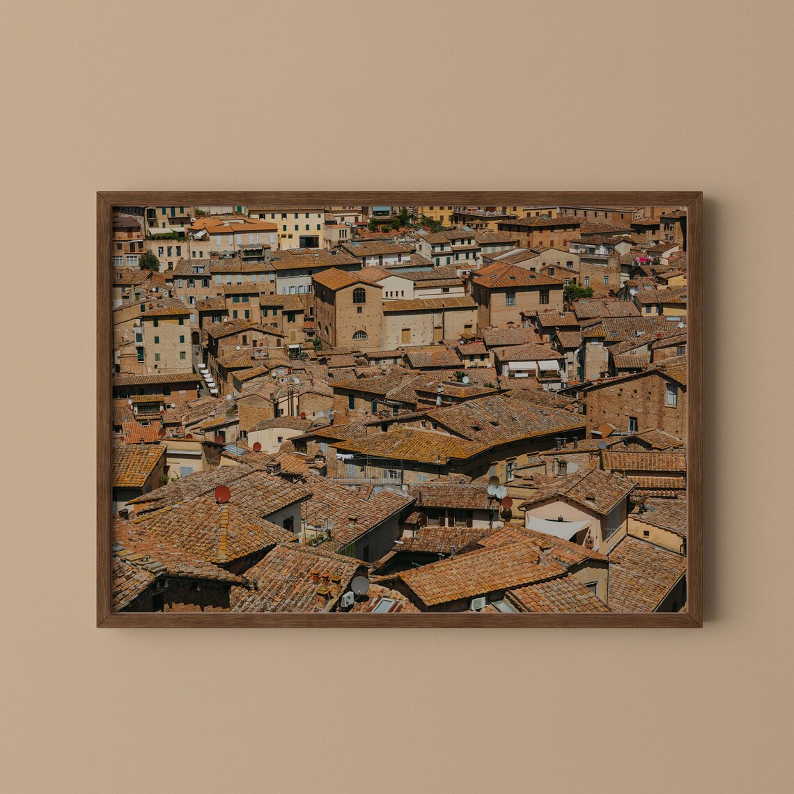 Siena Rooftops Tuscany Photography Terracotta Tile Roofs Italian Old Town Aerial Wall Art