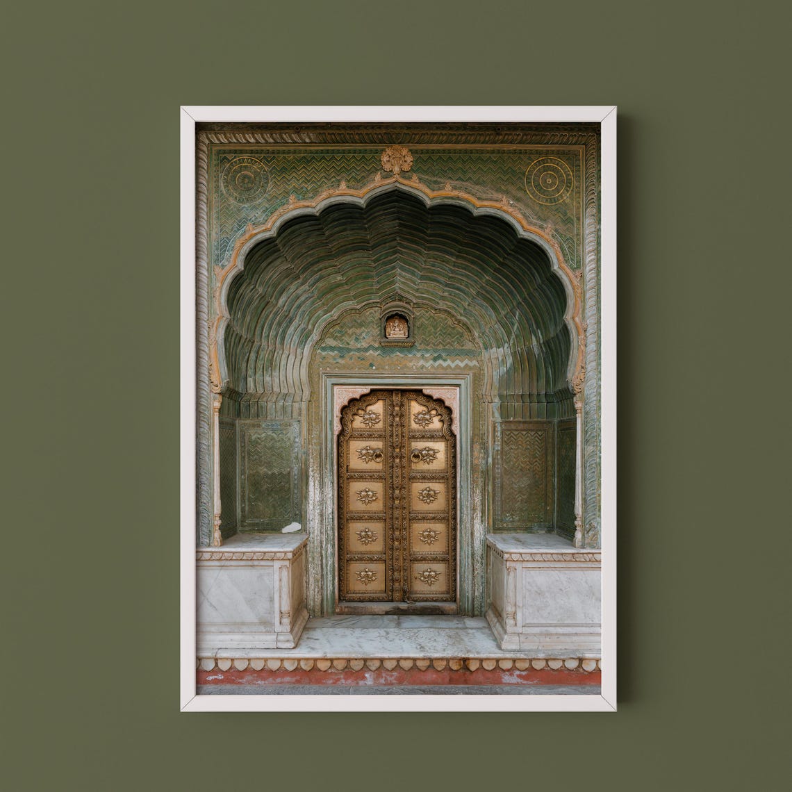 Jaipur City Palace Ornate Green Door India Photography Poster