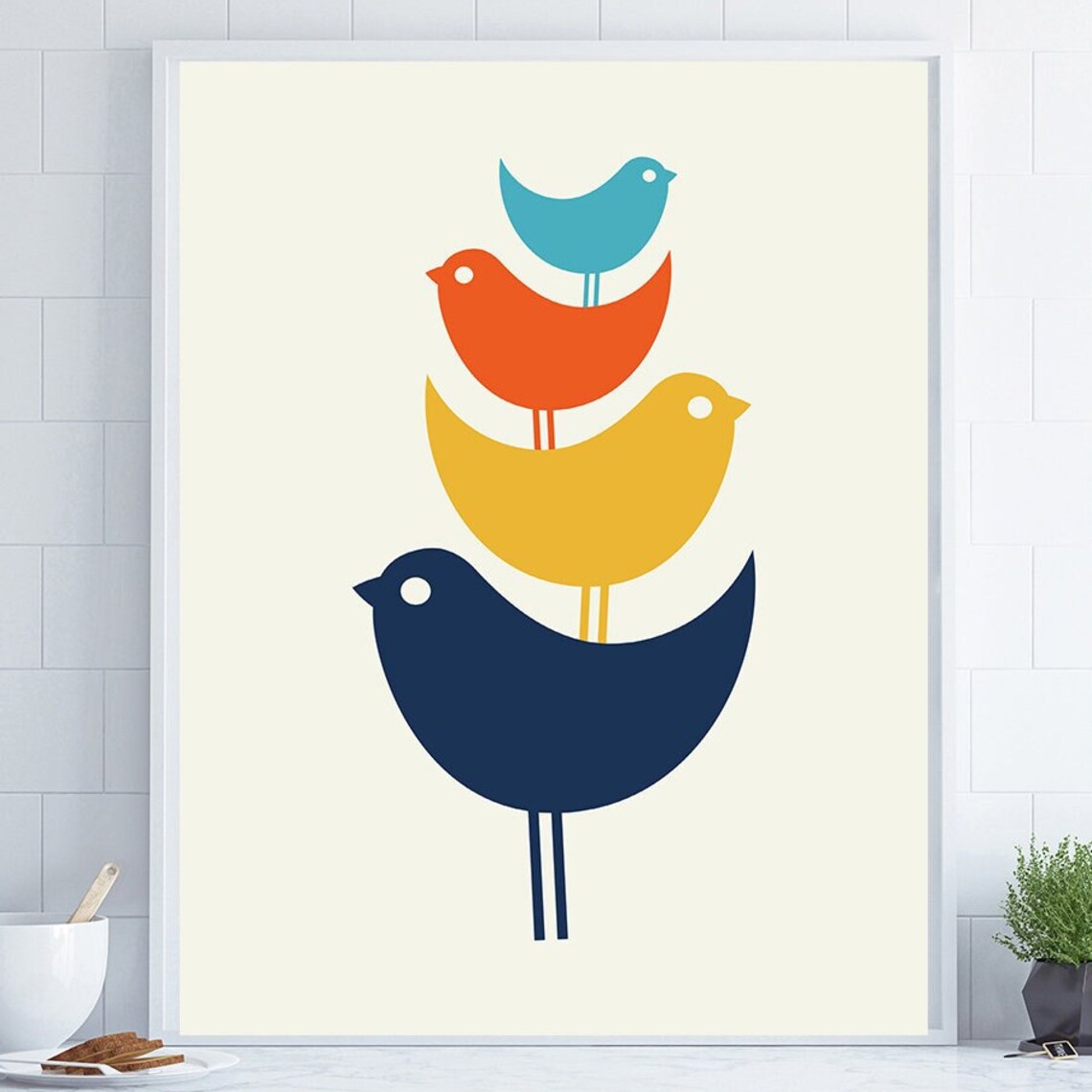 Mid Century Modern Geometric Art Print, Retro Wall Art