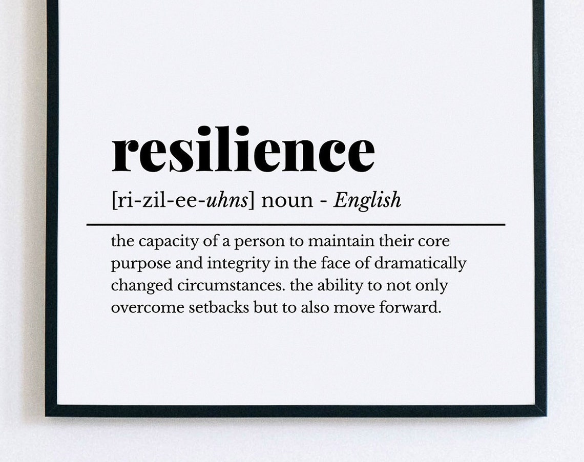 Resilience Definition Poster Inspirational Dictionary Wall Decor