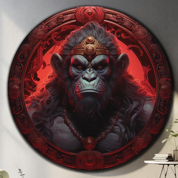 Hanuman Wall Art Tempered Glass Wall Art Glass Printing Large Glass Wall Art Round Wall Art Hindu Wall Art Hanuman Wall Decor