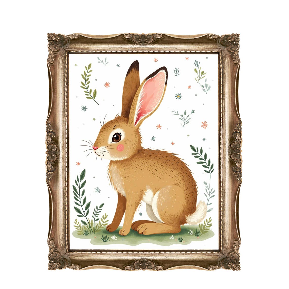 Cute Hare Baby Bunny Nursery Woodland Animal Spring Kids Print