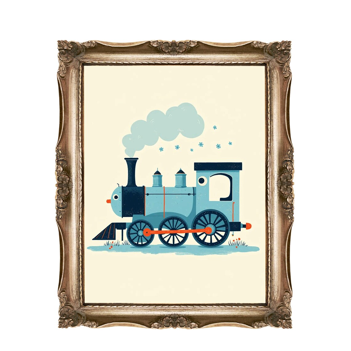 Train Wall Art For Kids Or Nurseries Cute Steam Engine Nursery Decor Blue Print Boy Room Includes 7 Sizes