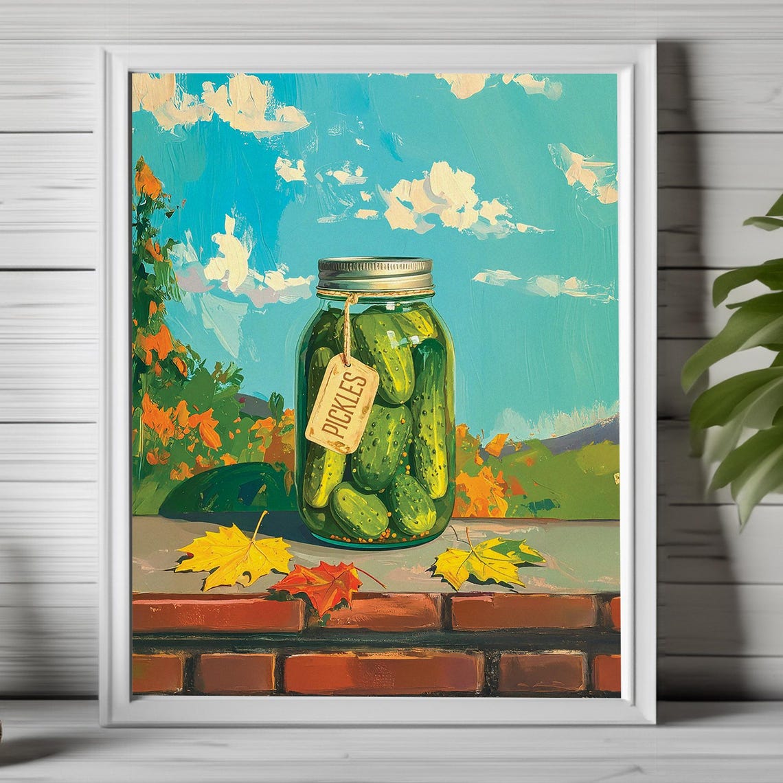 Pickle Jar Poster Rustic Farmhouse Kitchen Art With Vintage Pickle Jar